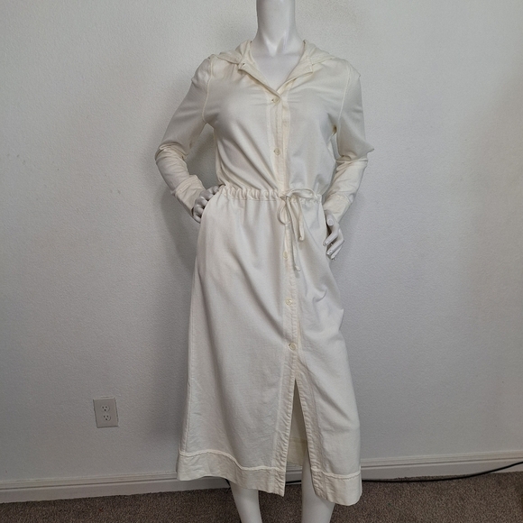 Shimera Streetwear Minimalist Maxi Coastal Hooded W/Pockets Shirt Dress Size M - Picture 1 of 10